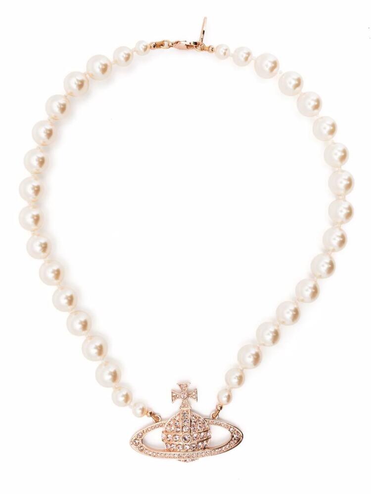 Vivienne Westwood Orb-logo pearl necklace - Pink Cover