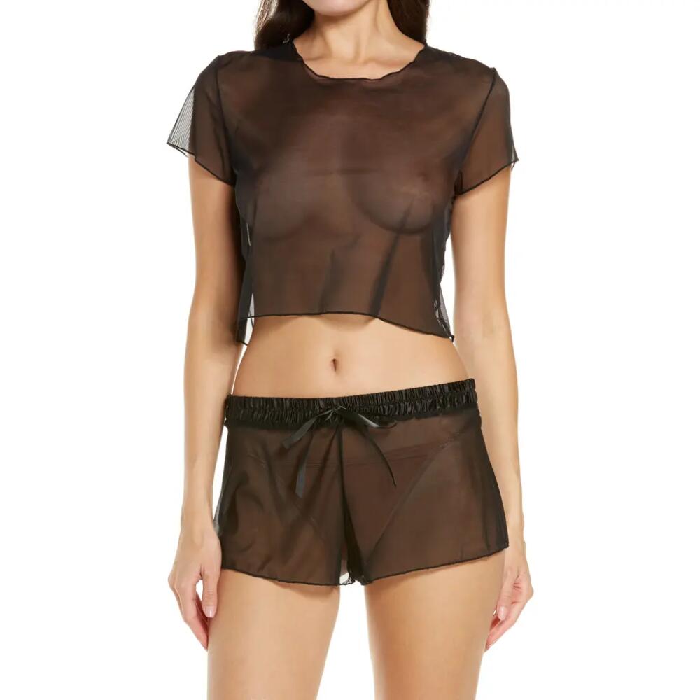 Coquette Mesh Crop Top & Tap Shorts in Black Cover