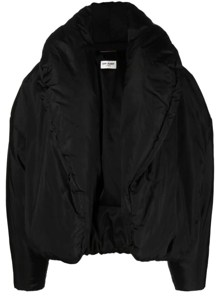 Saint Laurent shawl-lapel silk oversized jacket - Black Cover