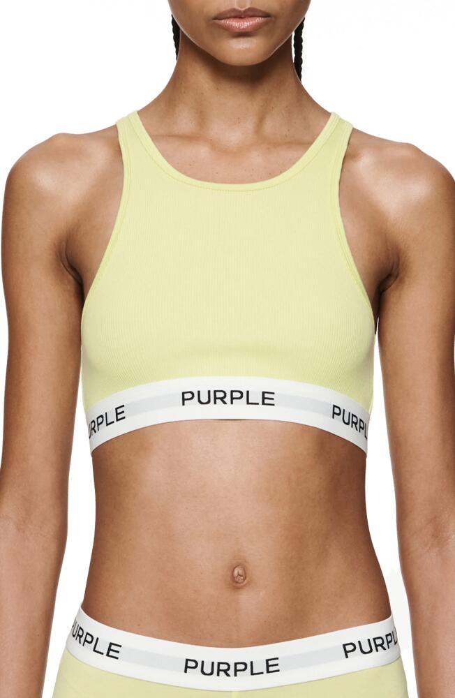 PURPLE BRAND Stretch Cotton Rib Bralette in Green Cover