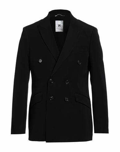 Pt Torino Man Blazer Black Virgin Wool Cover