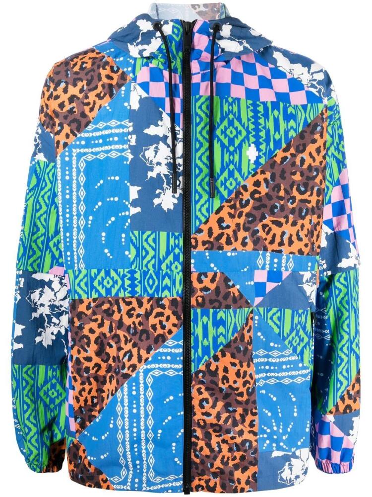 Marcelo Burlon County of Milan patchwork-print windbreaker jacket - Blue Cover