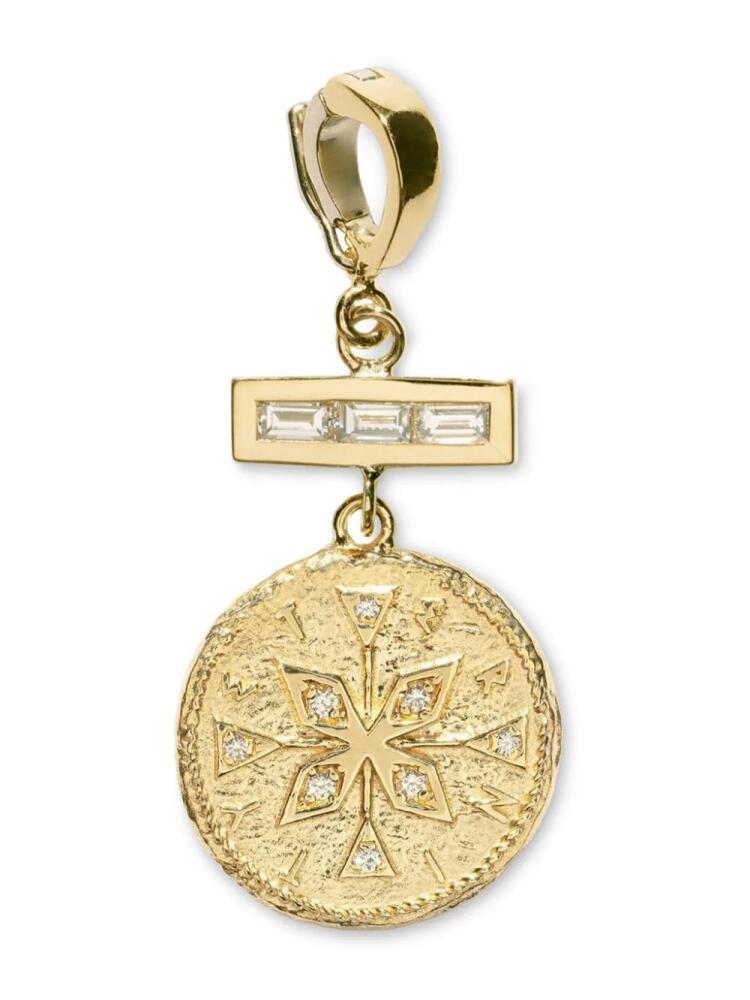 Azlee 18kt yellow gold small Compass diamond pendant charm Cover