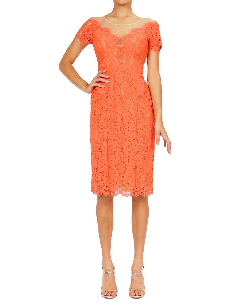 Rene Ruiz Collection Women's Illusion Neckline Lace Dress - Orange Cover