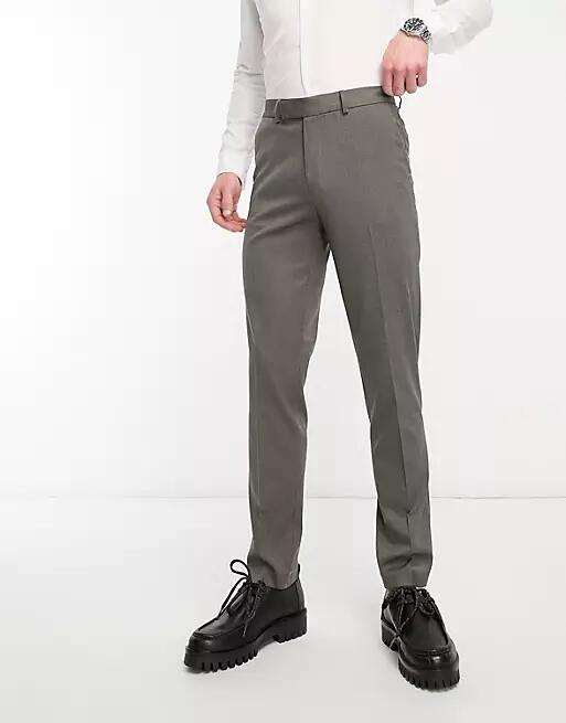 ASOS DESIGN wedding slim suit pants in brown texture Cover