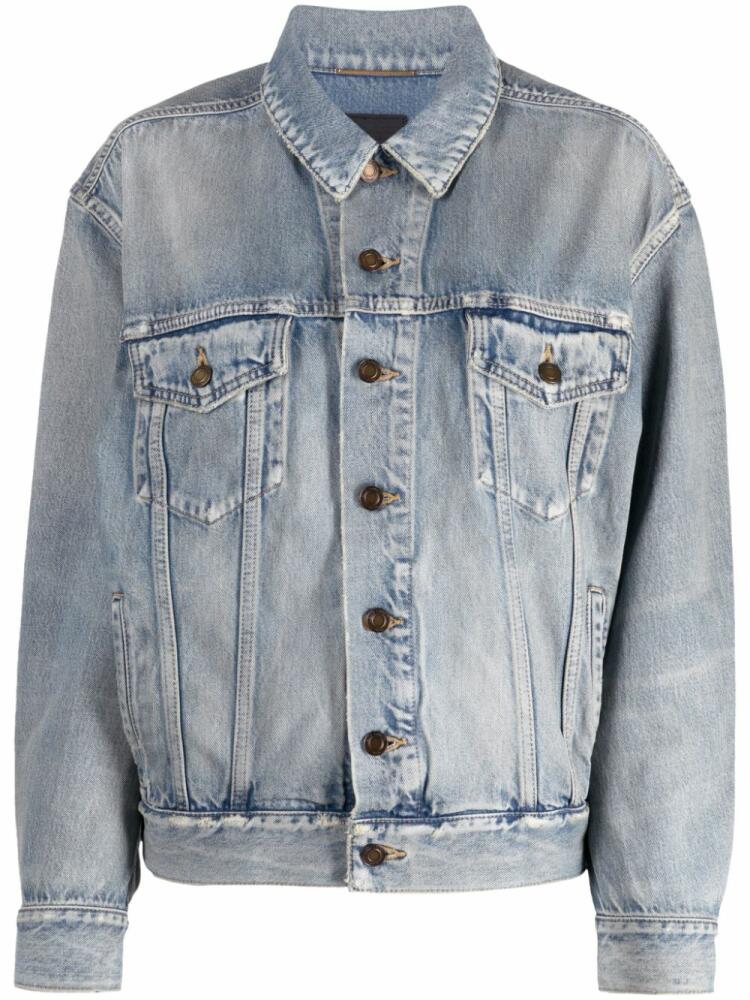 Saint Laurent whiskering-effect button-up denim jacket - Blue Cover