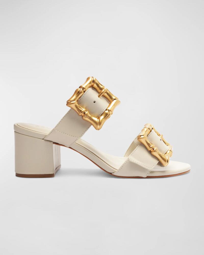 Schutz Enola Buckle Leather Block-Heel Sandals Cover