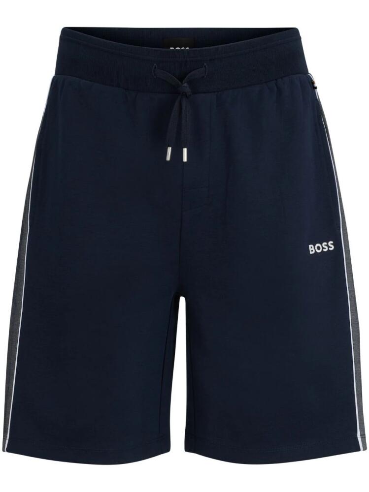 BOSS logo-embroidered track shorts - Blue Cover