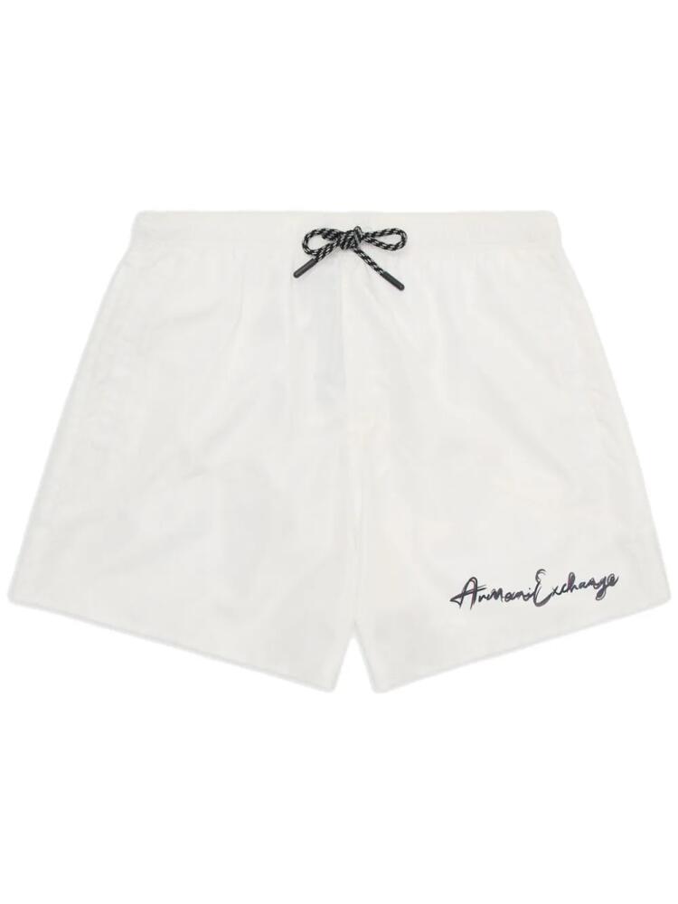 Armani Exchange logo-print swim shorts - White Cover