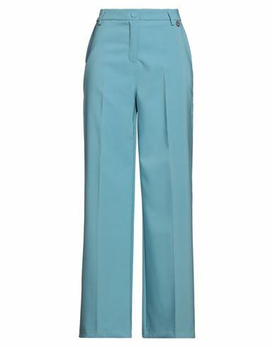 Berna Woman Pants Pastel blue Polyester, Elastane Cover