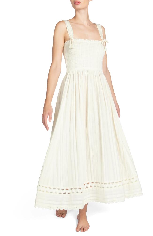 Robin Piccone Jo Smocked Sleeveless Cover-Up Maxi Dress in Ecru Cover