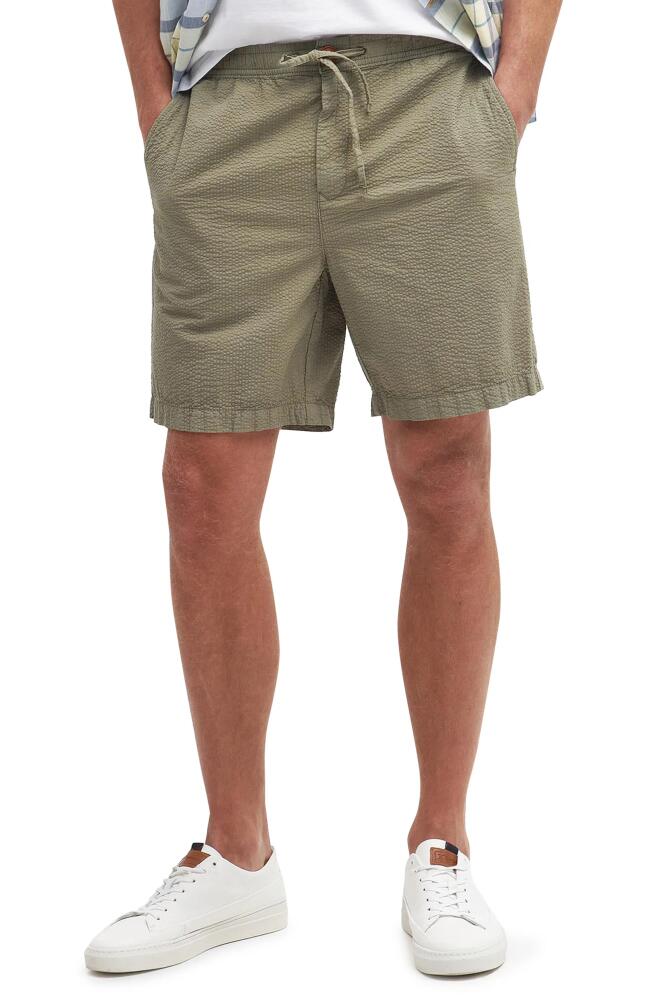 Barbour Melbury Cotton Seersucker Shorts in Dusty Green Cover