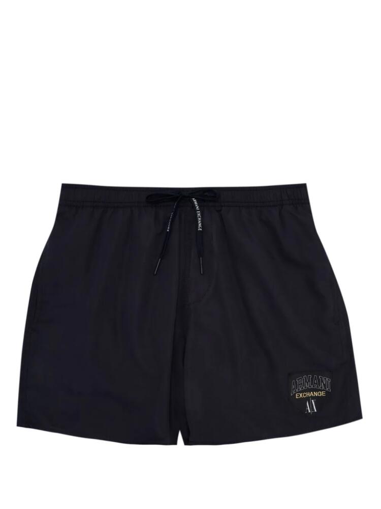 Armani Exchange logo-patch drawstring swim shorts - Black Cover