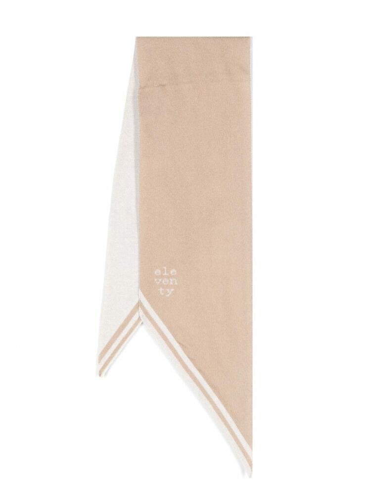 Eleventy logo-jacquard-motif scarf - Neutrals Cover