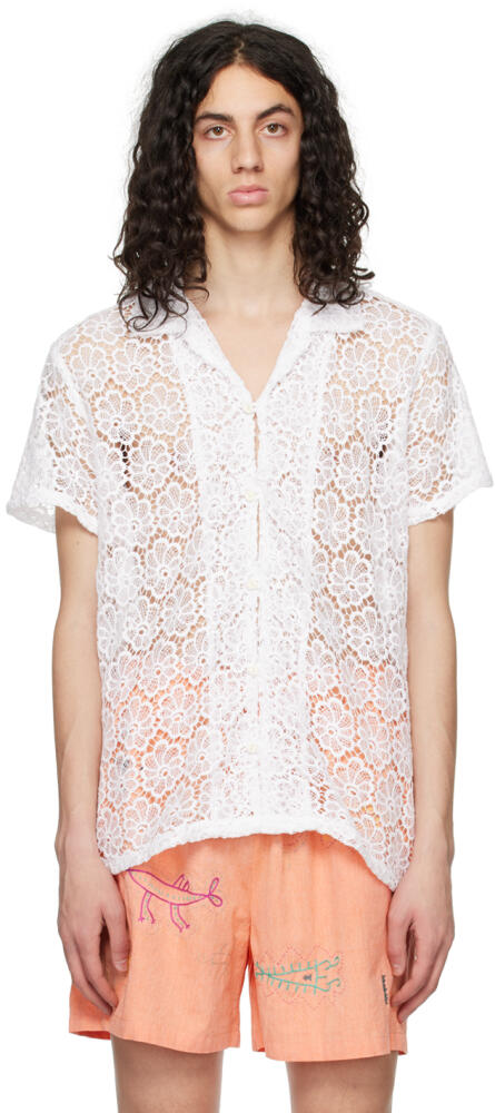 HARAGO White Floral Shirt Cover