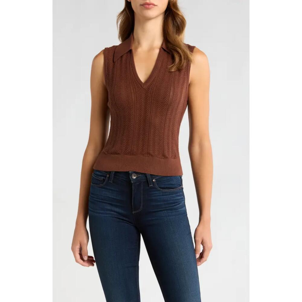 PAIGE Rossana Sleeveless Pointelle Polo Sweater in Landslide Cover