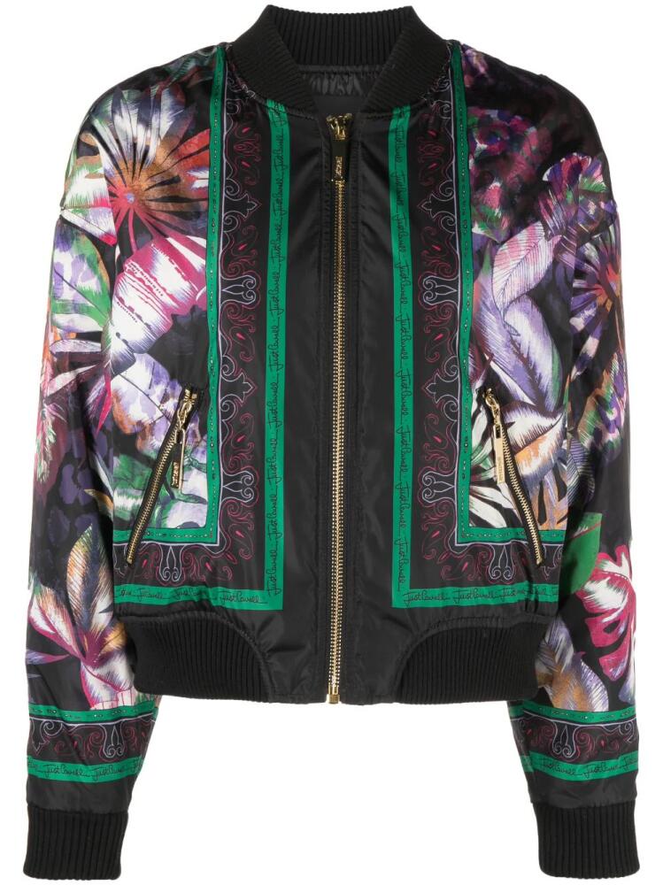 Just Cavalli floral-print bomber jacket - Black Cover