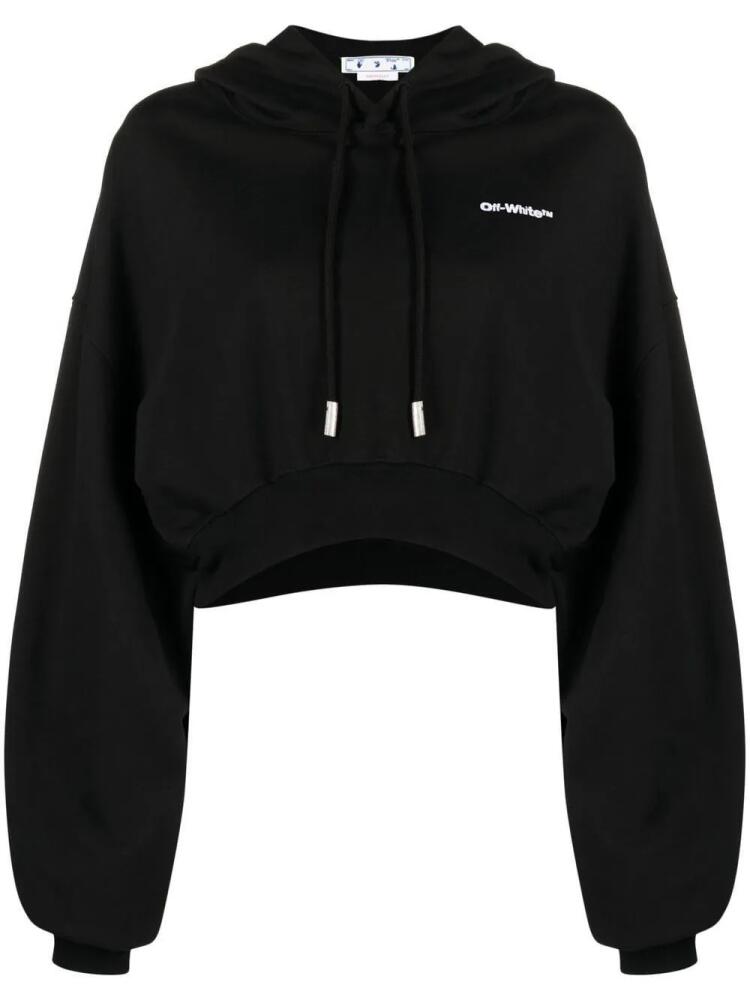 Off-White embroidered-logo cropped hoodie - Black Cover