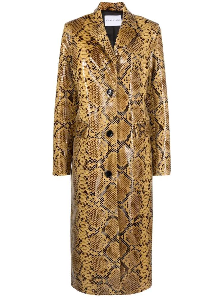 STAND STUDIO Zoie snakeskin-effect coat - Yellow Cover