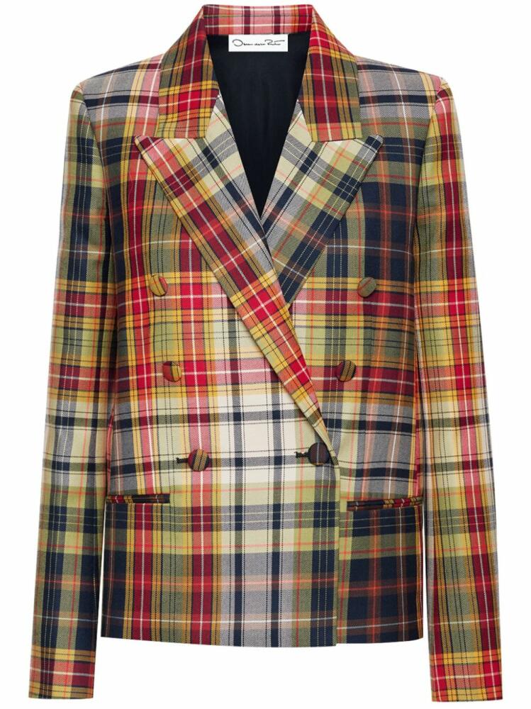 Oscar de la Renta checked double-breasted blazer - Blue Cover