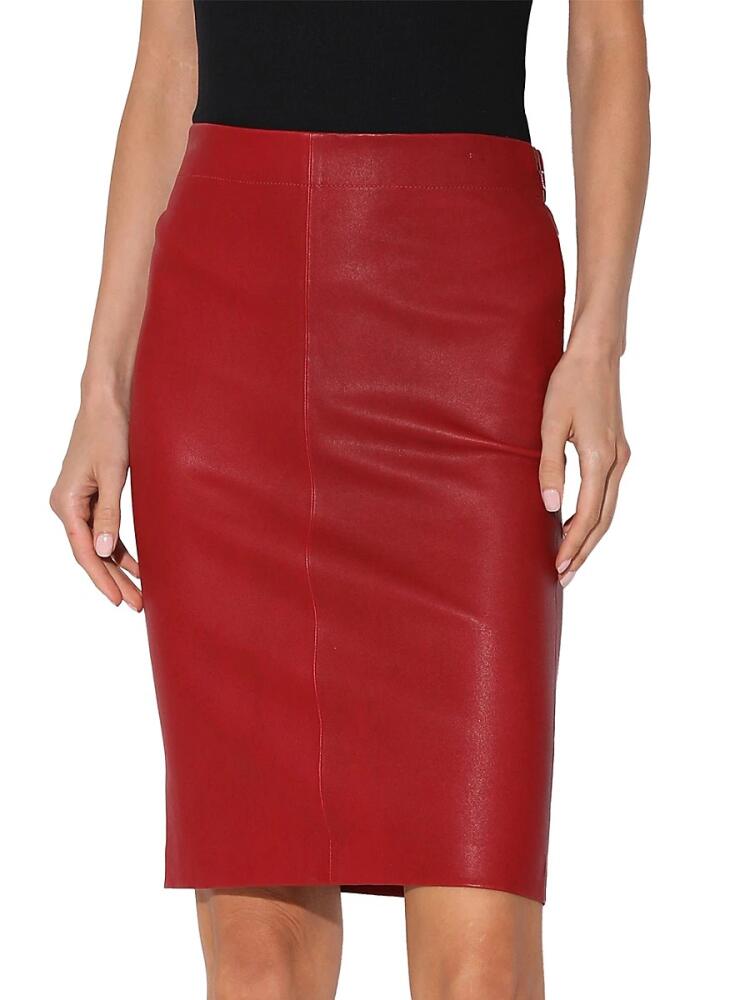 Walter Baker Women's Mae Metallic Leather Pencil Skirt - Red Cover