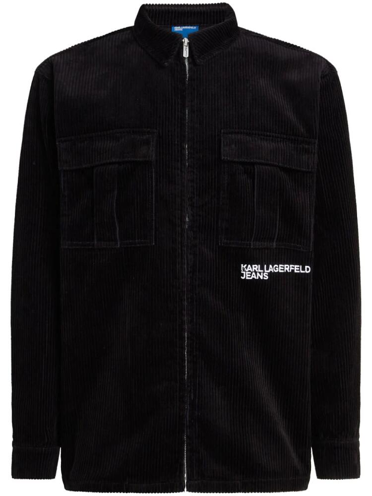 Karl Lagerfeld Jeans embroidered corduroy overshirt - Black Cover