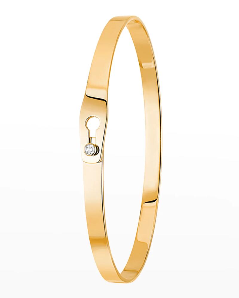 DINH VAN Yellow Gold Secure Narrow Bangle Bracelet with 1 Diamond Cover