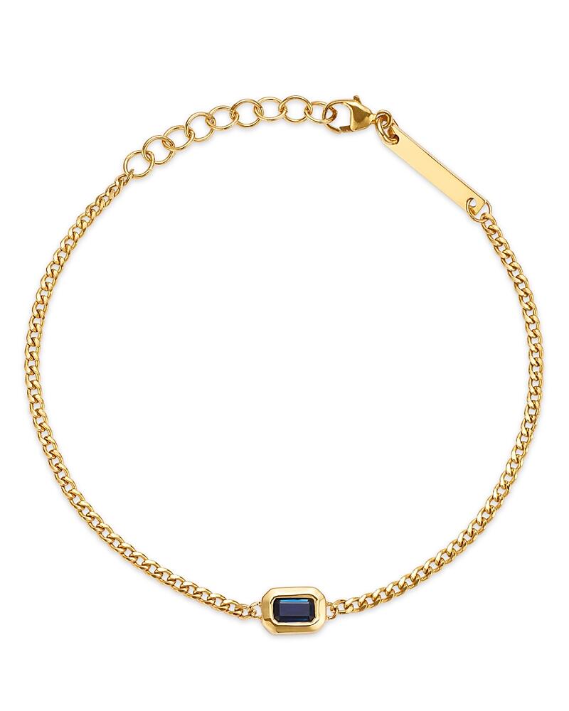 Zoe Chicco 14K Yellow Gold Curb Chain Blue Sapphire Bracelet Cover