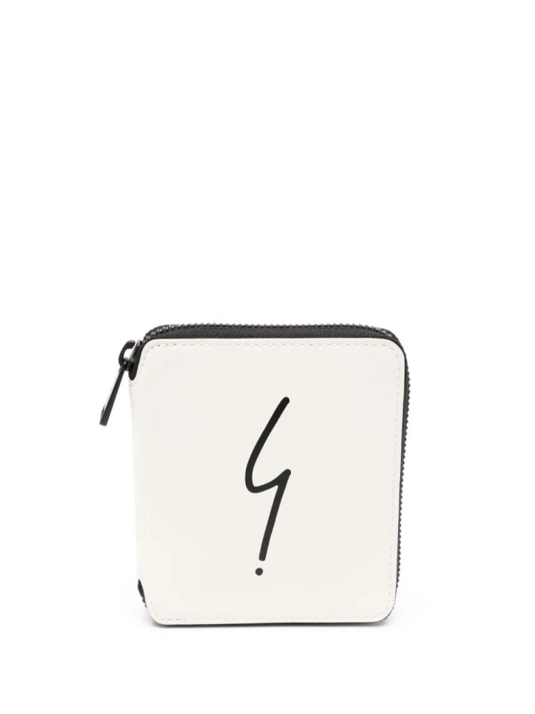 agnès b. logo-print leather wallet - White Cover