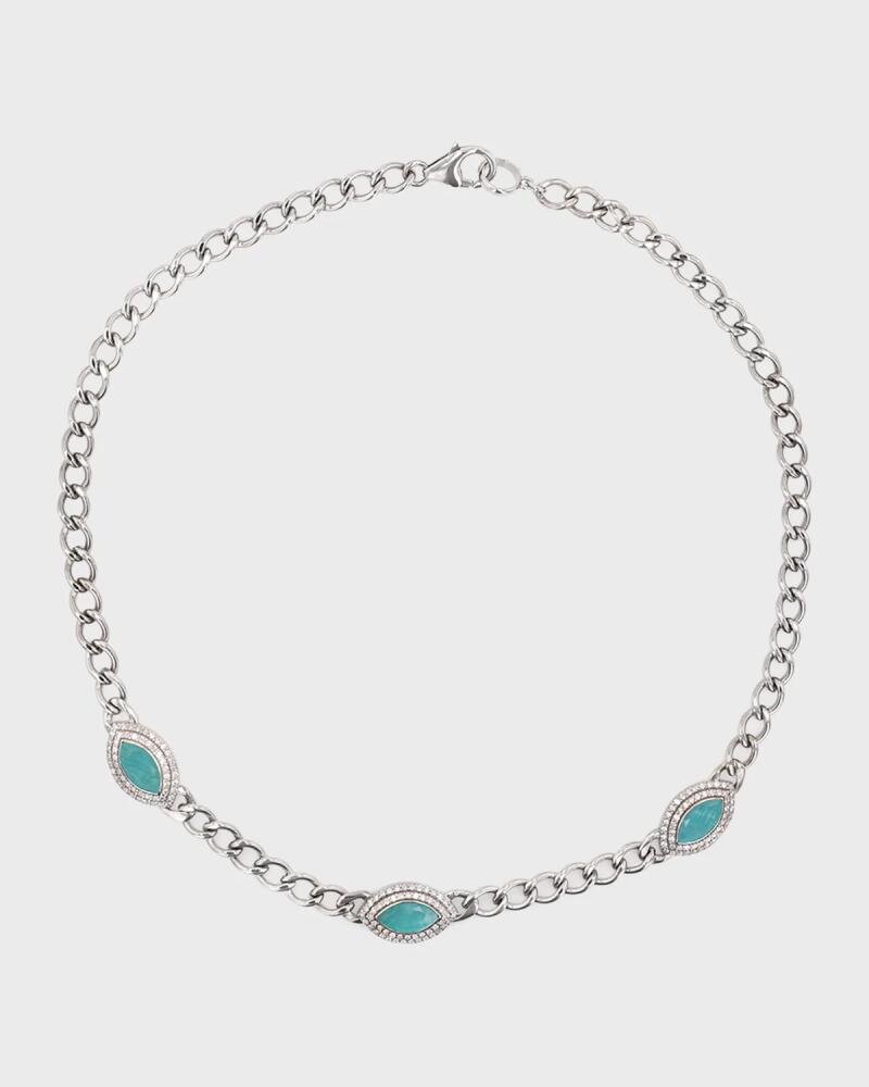 Sheryl Lowe Amazonite and Diamond Double Halo Havana Chain Necklace Cover