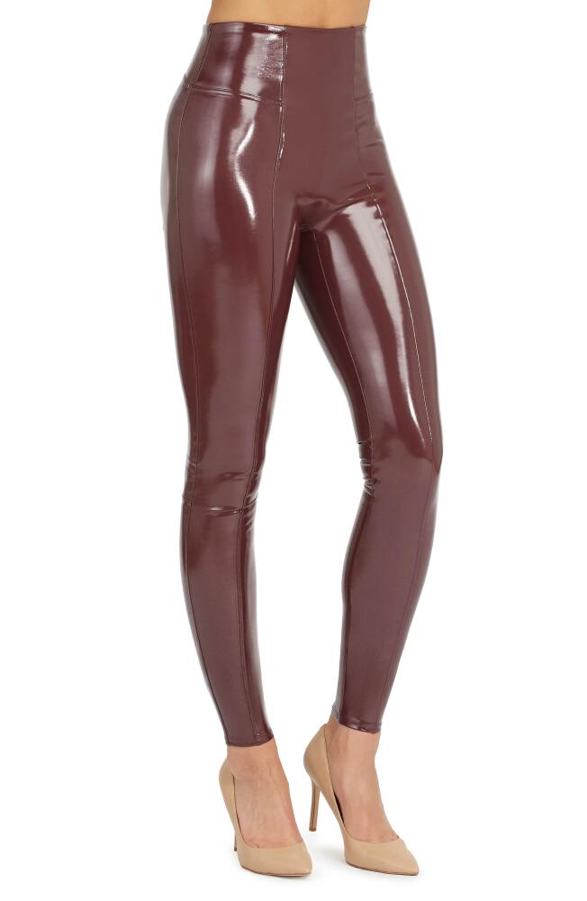 SPANX Faux Patent Leather Leggings in Ruby Cover