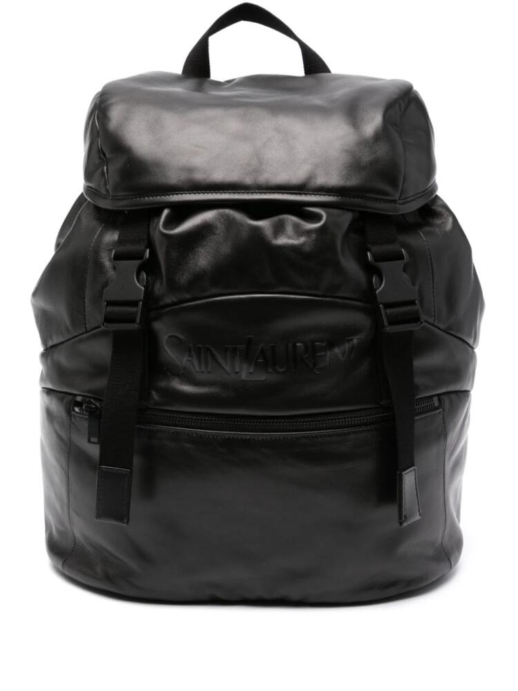 Saint Laurent logo-print leather backpack - Black Cover