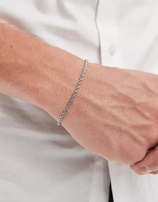 ASOS DESIGN waterproof stainless steel rope chain bracelet in silver tone Cover