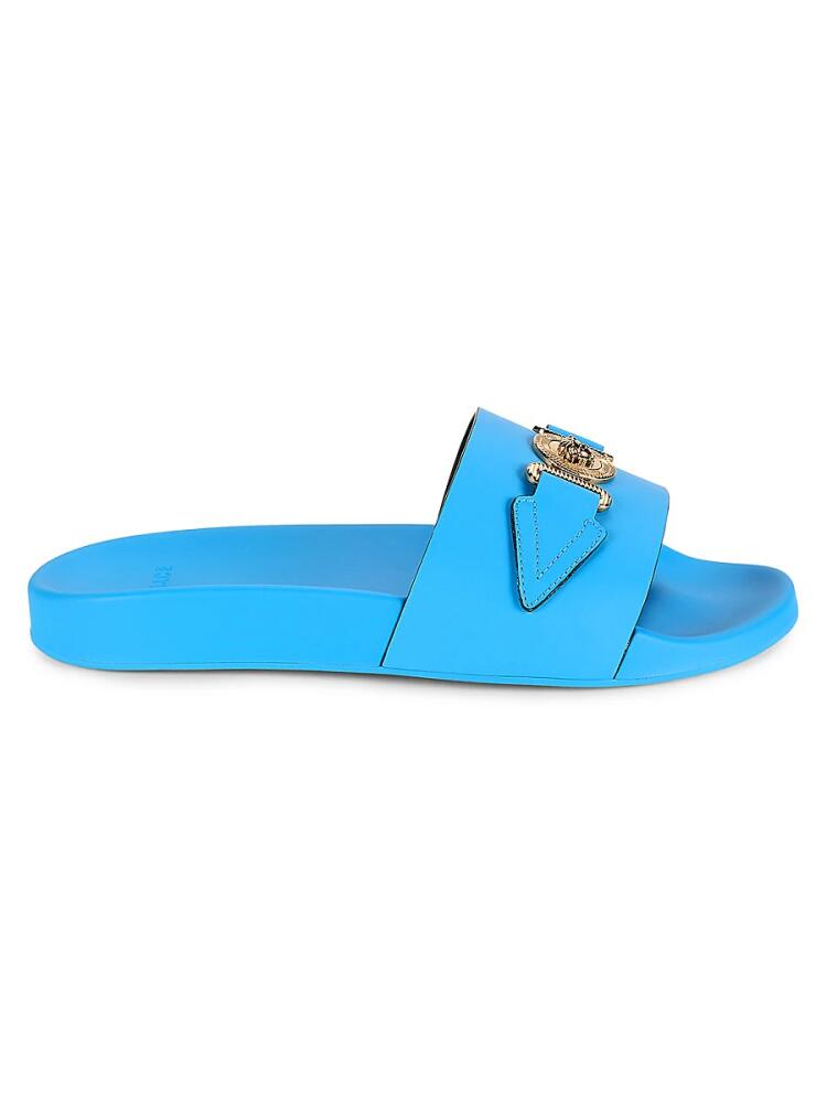 Versace Men's Medusa Leather Slides - Blue Cover