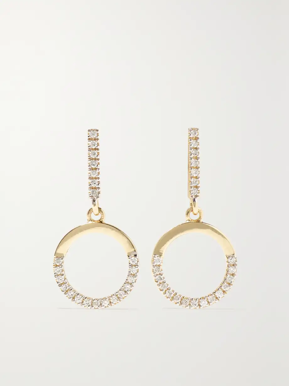 Mateo - Half Moon 14-karat Gold Diamond Earrings - One size Cover