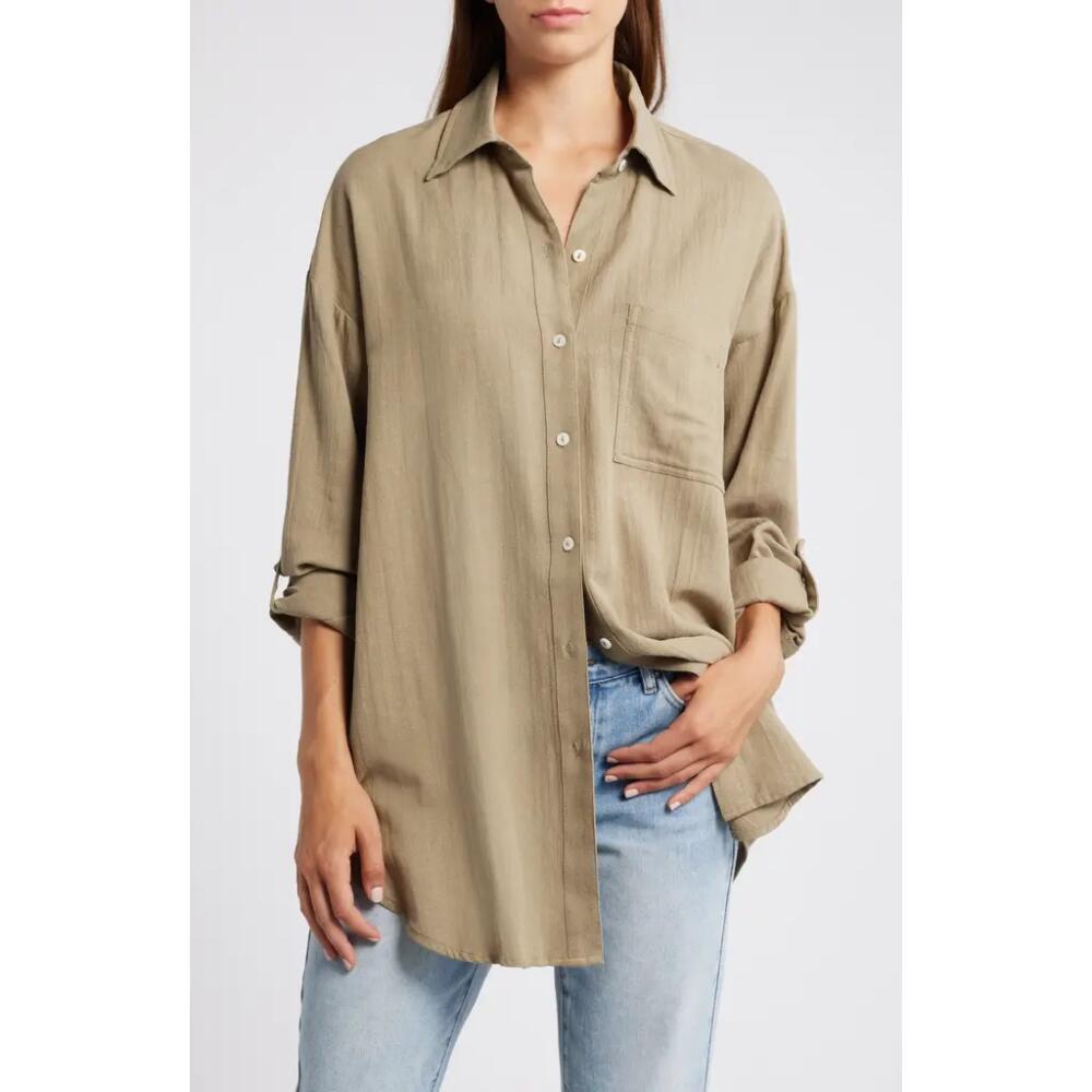 Rip Curl Premium Linen Button-Up Blouse in Olive Cover