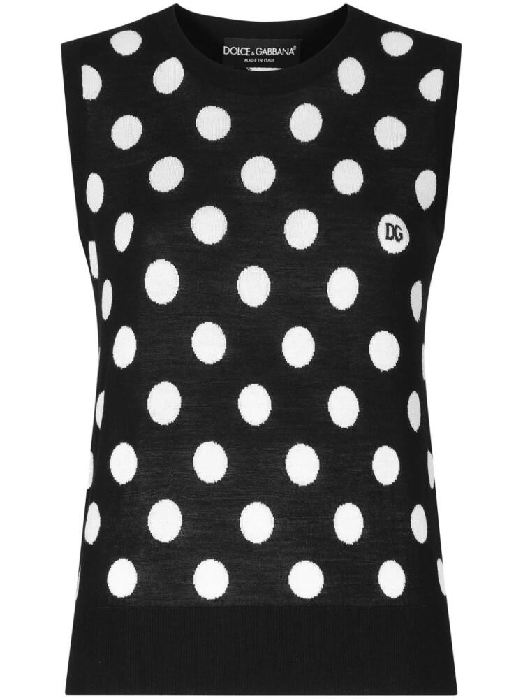 Dolce & Gabbana polka-dot knitted vest - Black Cover