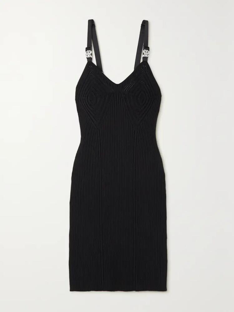 Givenchy - Embellished Ribbed-knit Mini Dress - Black Cover