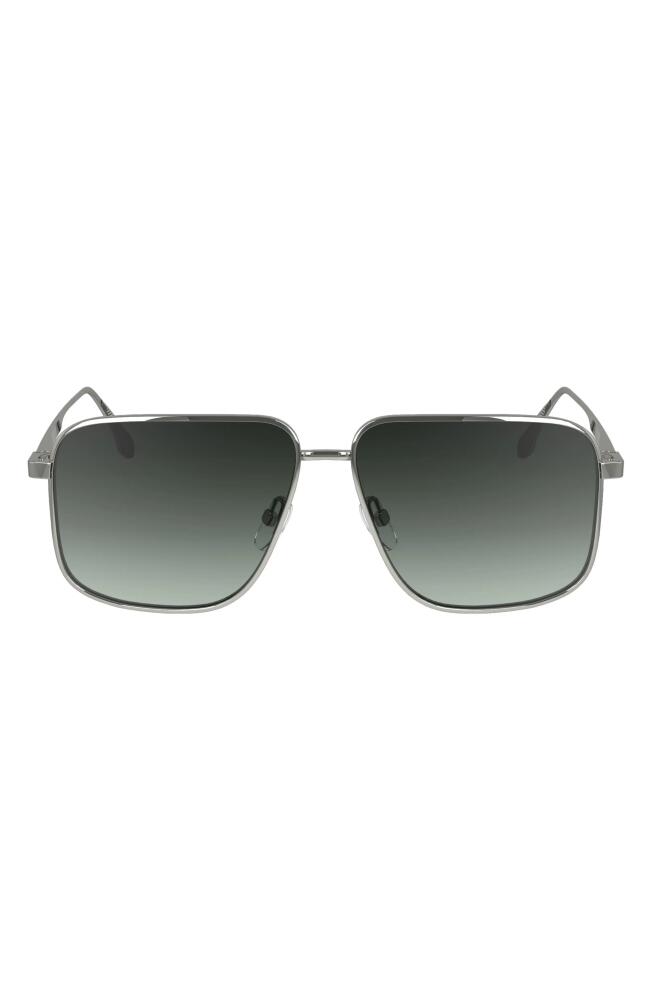 Victoria Beckham V Line 57mm Gradient Aviator Sunglasses in Silver/Green Gradient Cover