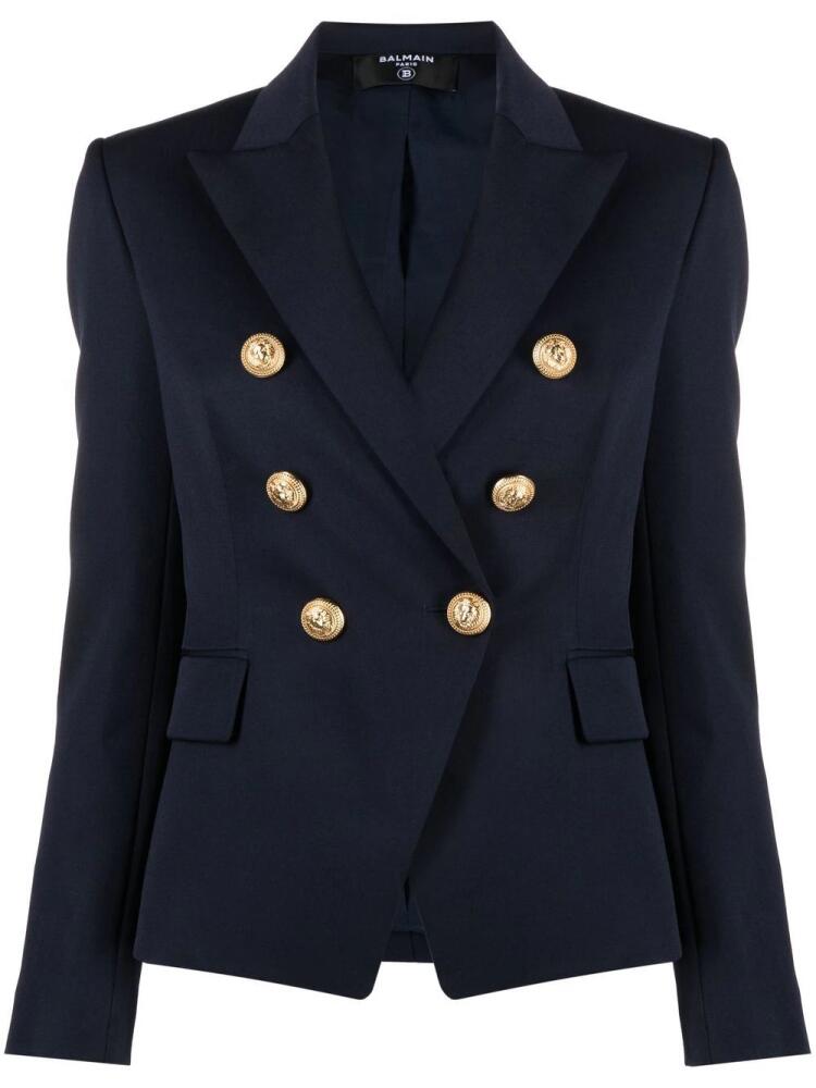 Balmain double-breasted peak-lapels blazer - Blue Cover