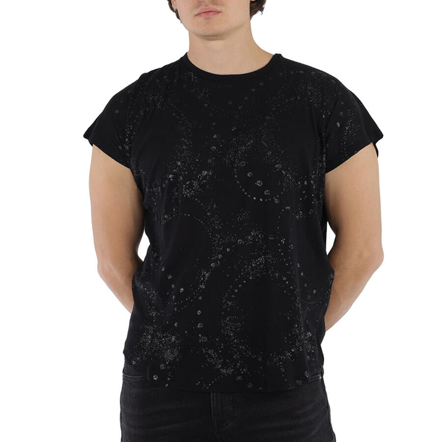 Saint Laurent Black Cotton Short Sleeve T-shirt With Galaxy Detail Cover