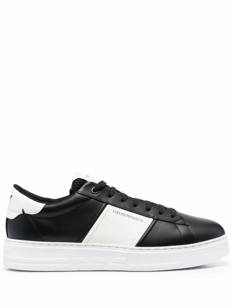 Emporio Armani logo-stripe low-top sneakers - Black Cover