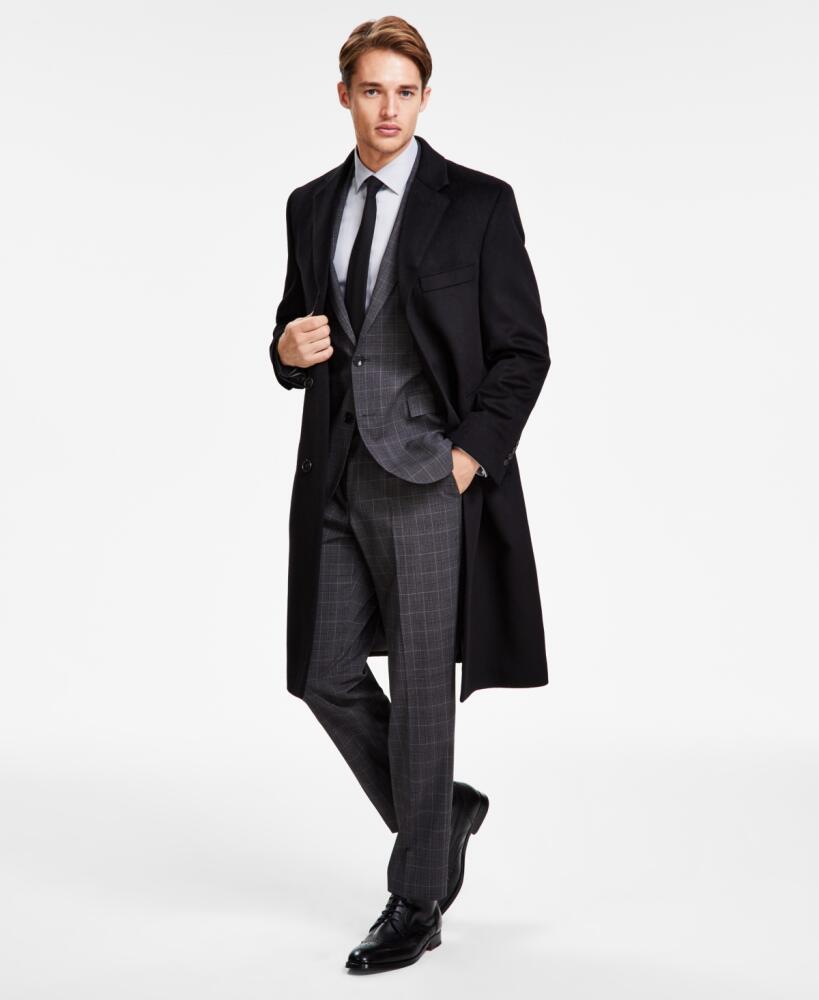 Michael Kors Men's Classic-Fit Solid Wool Blend Overcoats - Black Cover