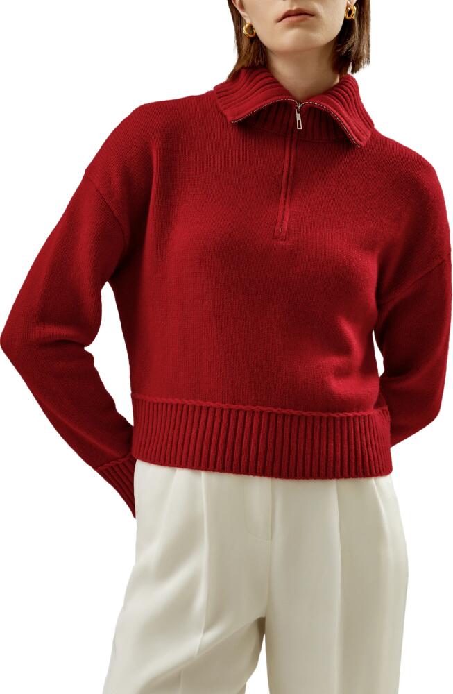 Lilysilk Relaxed Fit Wool-Cashmere Blend Sweater for Women in Red Cover