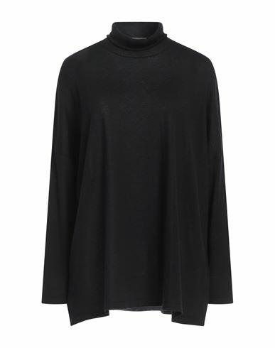 Kangra Woman Turtleneck Black Silk, Cashmere Cover