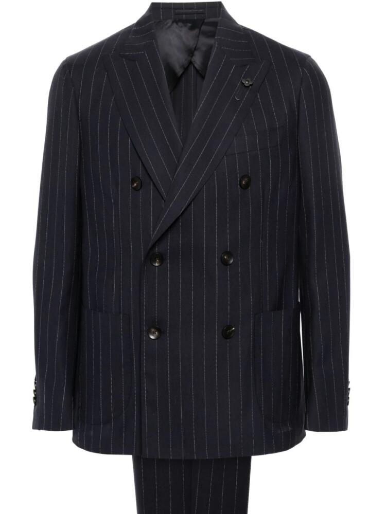 Lardini pinstriped double-breasted wool suit - Blue Cover