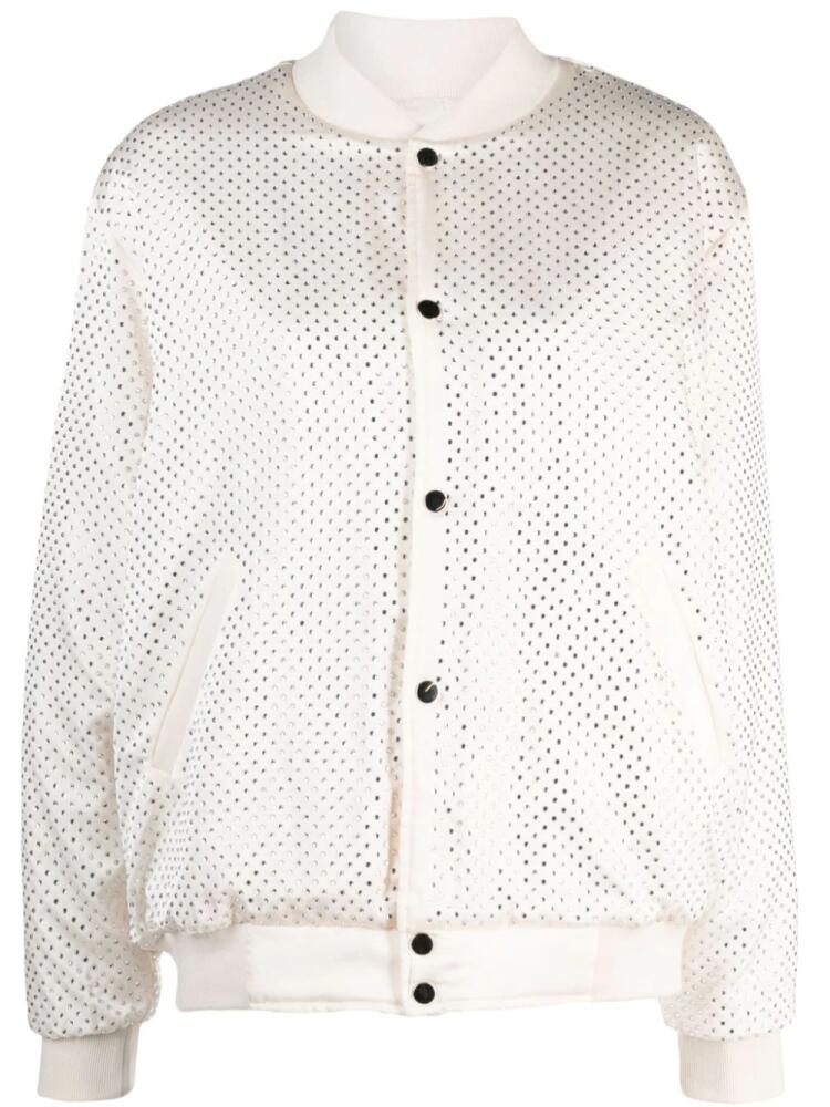 P.A.R.O.S.H. crystal-embellished button-up bomber jacket - Neutrals Cover