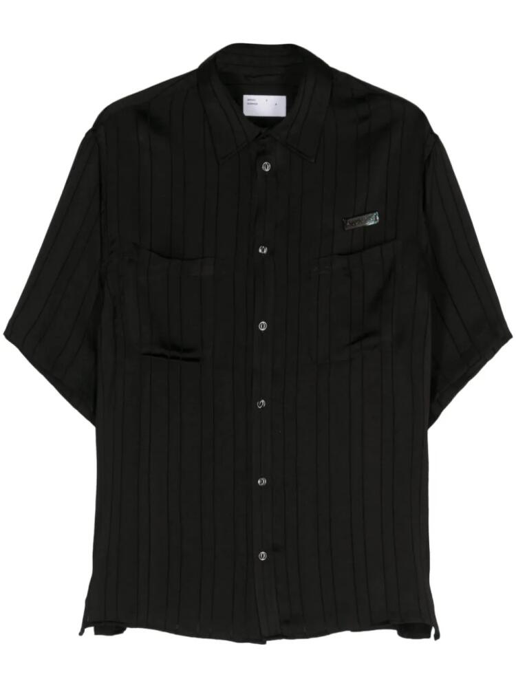 4SDESIGNS striped logo-plaque shirt - Black Cover