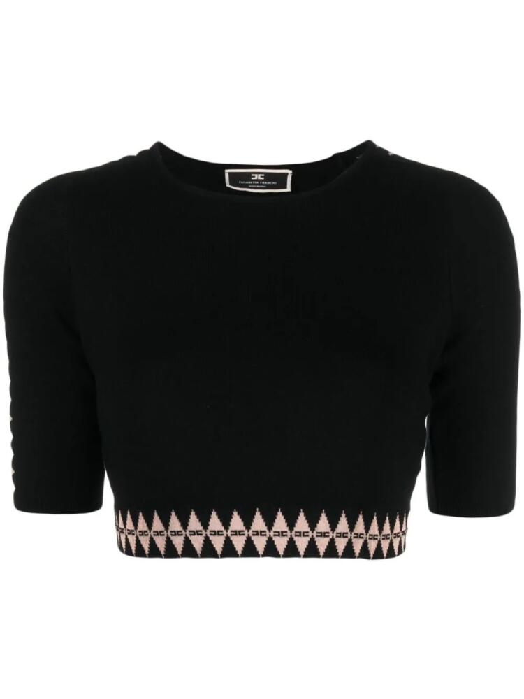 Elisabetta Franchi intarsia-knit short-sleeve top - Black Cover