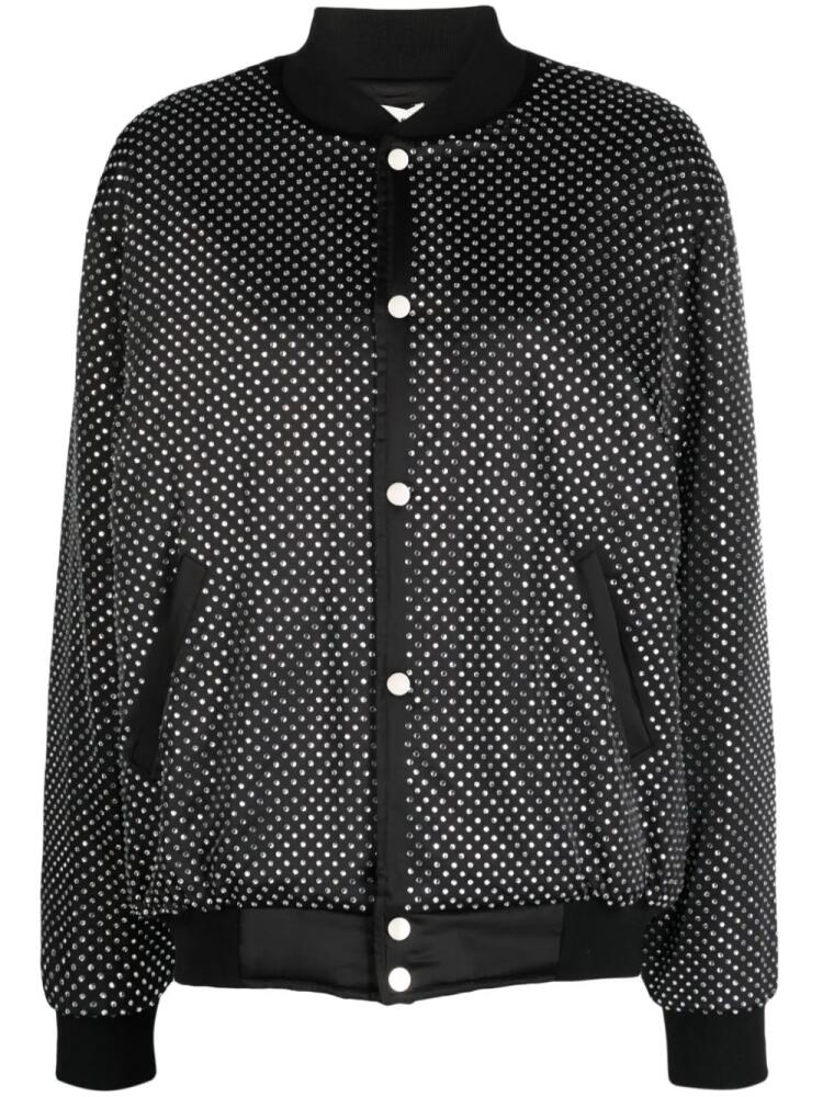 P.A.R.O.S.H. crystal-embellished press-stud bomber jacket - Black Cover